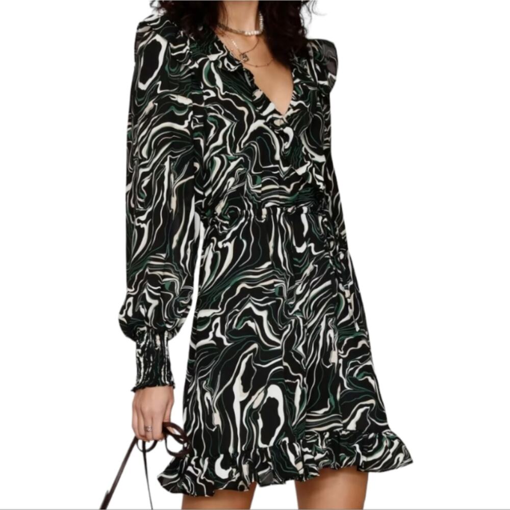 HEARTLOOM DRESS Size Large Sasha Ruffle Wrap Mini Dress Flirty Date Night Dress